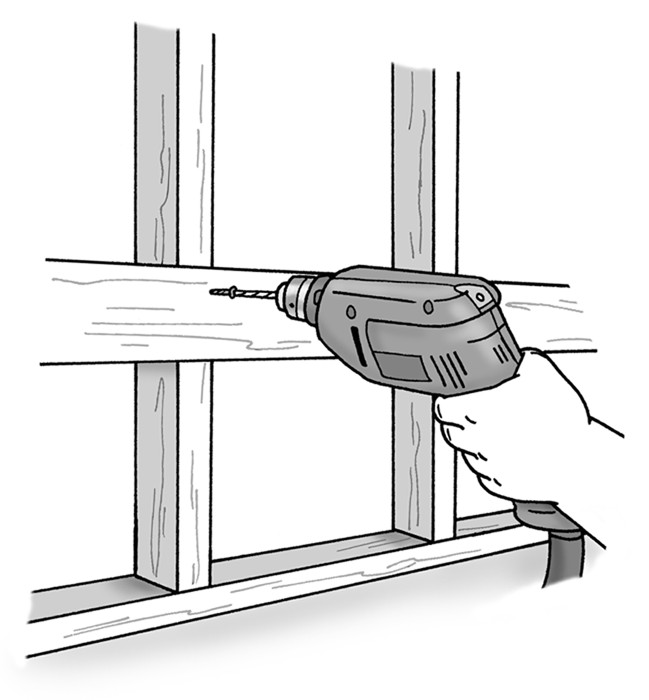 Figure 6-3: Installing a ledger around the perimeter of the tub enclosure.